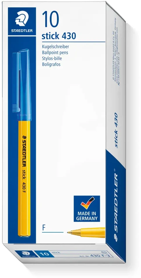 STAEDTLER tušinukas „Stick 430 F“, mėlynas, 0,3 mm, su dangteliu