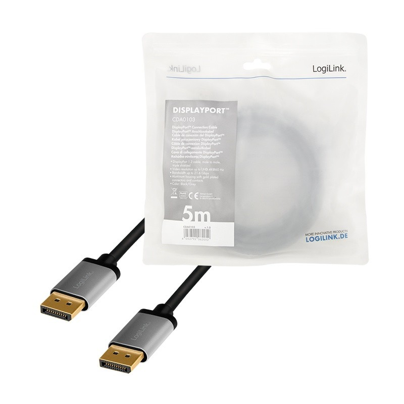 LogiLink DisplayPort 5.0m juoda-pilka