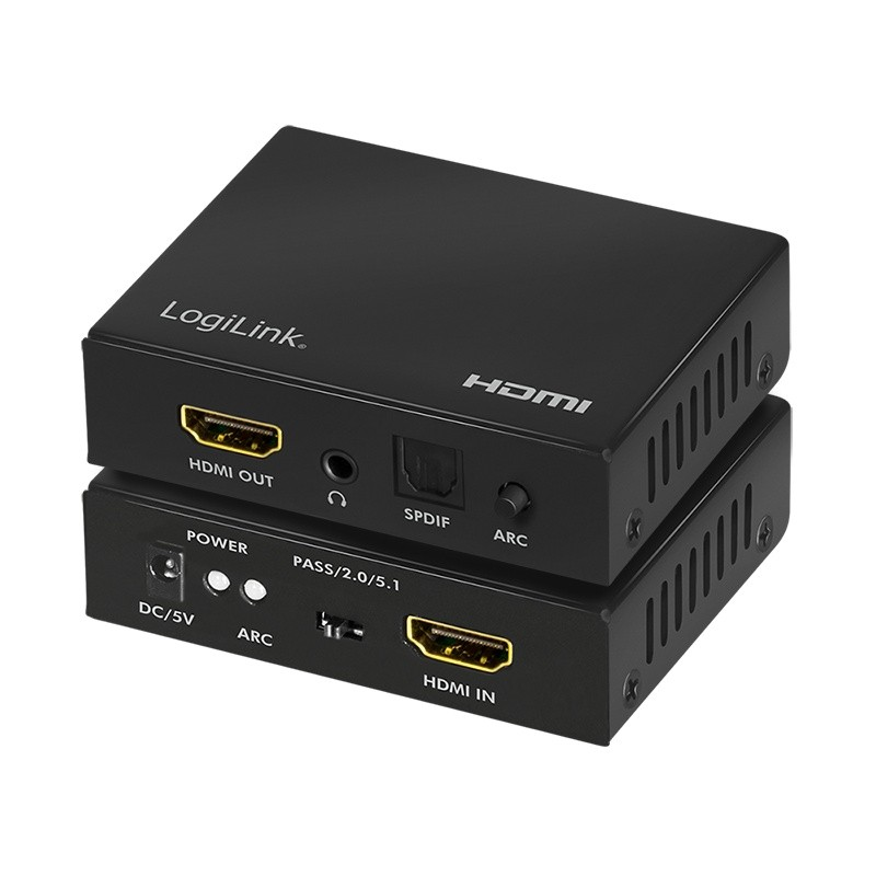 AV adapteris LogiLink LogiLink HDMI- Audio- Extract, 2CH / 5.1CH, SPDIF, 4K / 60Hz, schw.