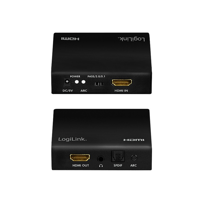 AV adapteris LogiLink LogiLink HDMI- Audio- Extract, 2CH / 5.1CH, SPDIF, 4K / 60Hz, schw.