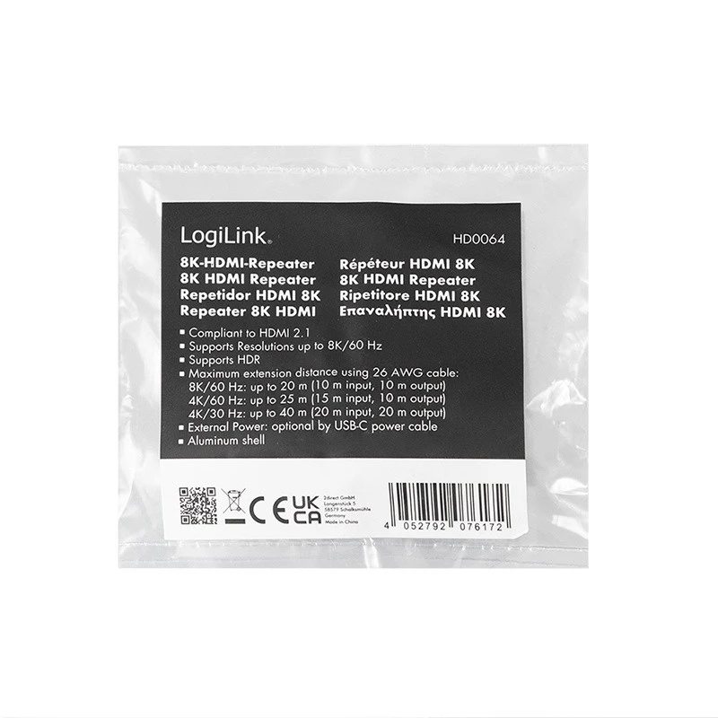 „LogiLink“ kartotuvas HDMI, 8K/60HZ, HDCP2.3, Alu, mėlyna