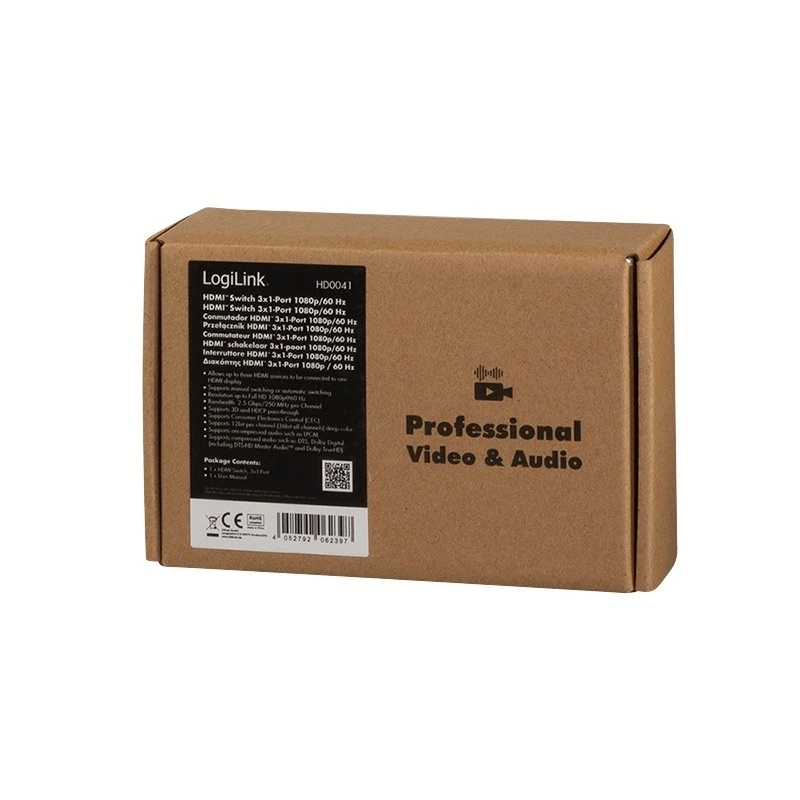 LogiLink Jungiklis 3x1 HDMI, 1080p 60hz
