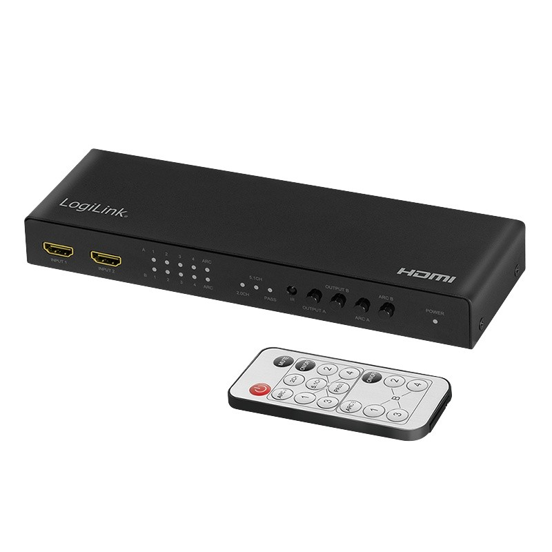 LogiLink Jungiklis 4x2 hdmi, 4k 60hz, su pultu