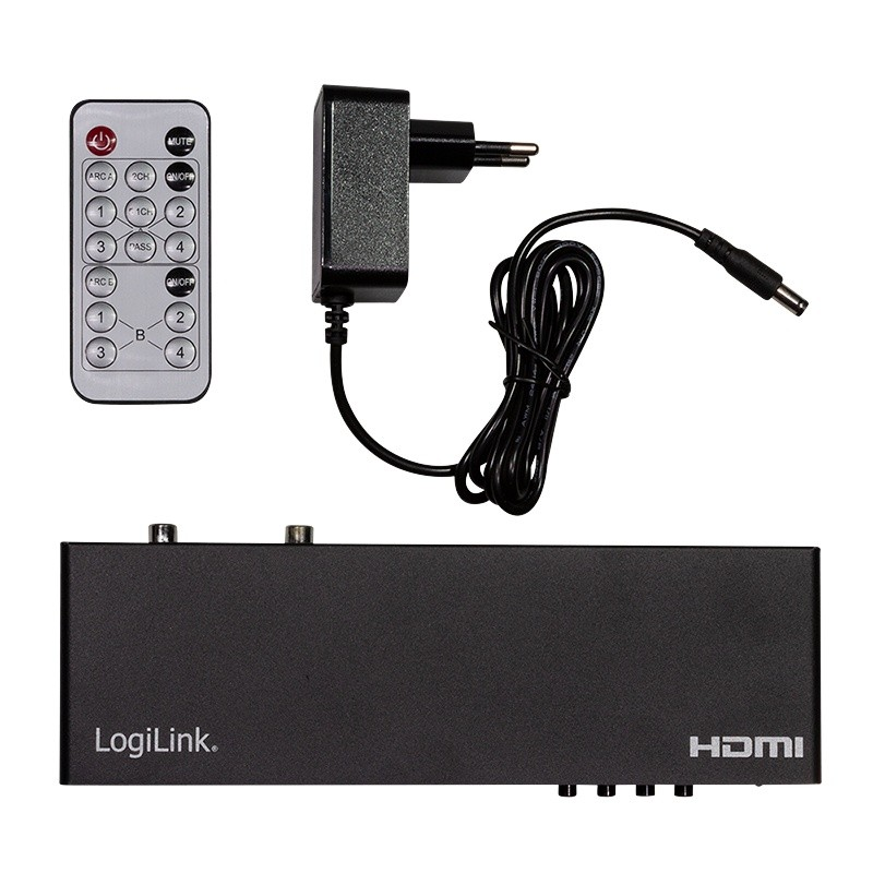 LogiLink Jungiklis 4x2 hdmi, 4k 60hz, su pultu