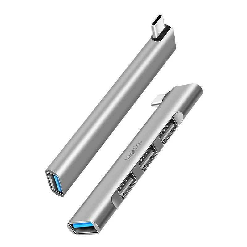 LogiLink Slim HUB USB-C šakotuvas, pilkas