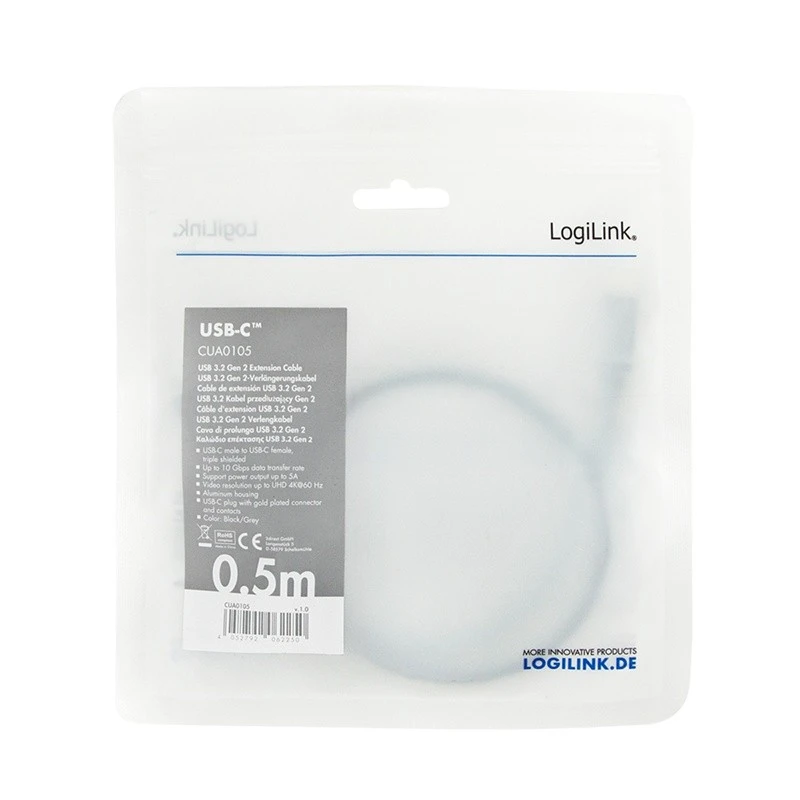 LogiLink USB 3.2 USB-C M/F 0.5 m