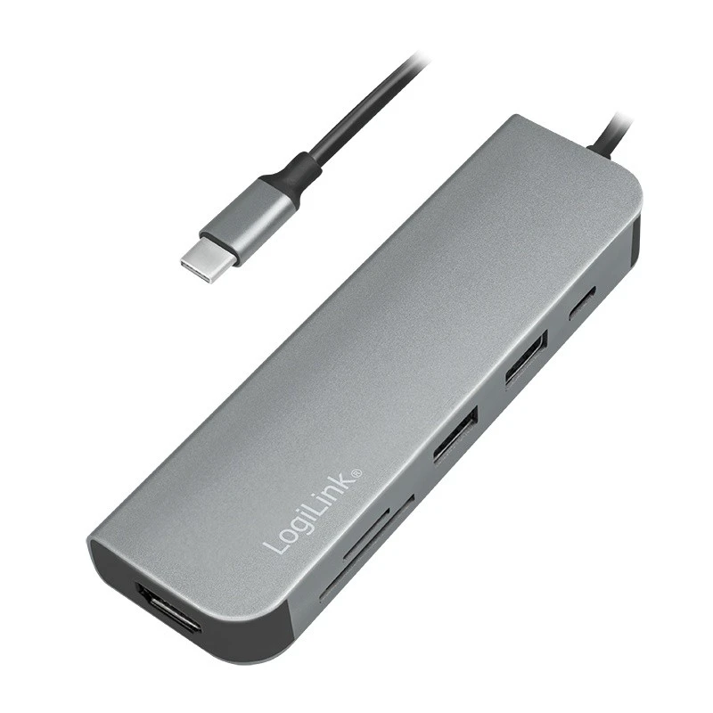 LOGILINK – USB-C™ daugiafunkcis šakotuvas, HDMI, PD, kortelių skaitytuvas, USB 3.2 Gen.