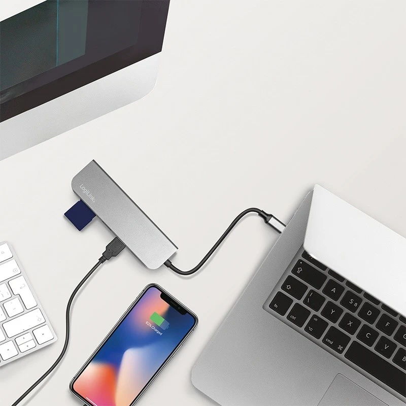 LOGILINK – USB-C™ daugiafunkcis šakotuvas, HDMI, PD, kortelių skaitytuvas, USB 3.2 Gen.