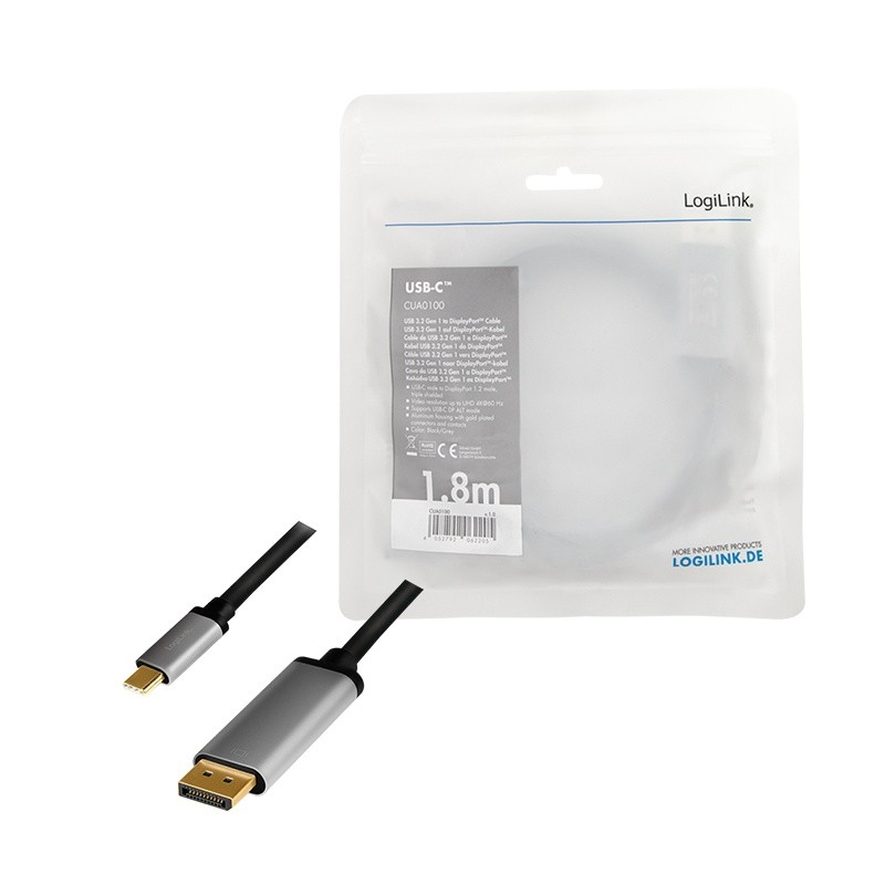 „LogiLink USB-C“ - „DisplayPort“ 1,8 m antgalis