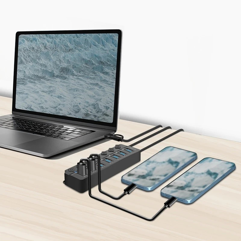 HUB USB LogiLink LogiLink USB 3.2 Gen1 Hub 7 Port Ein-/Ausschalter juodas