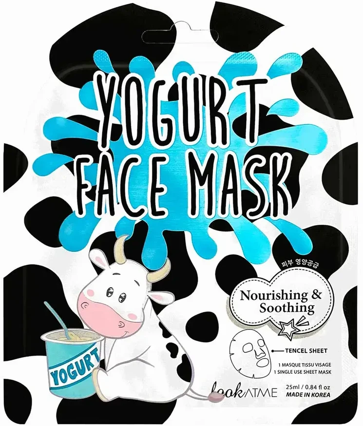 Look At Me, Yogurt, maitininantis, Sheet Mask, For Face, Weekly or as needed, 25 ml