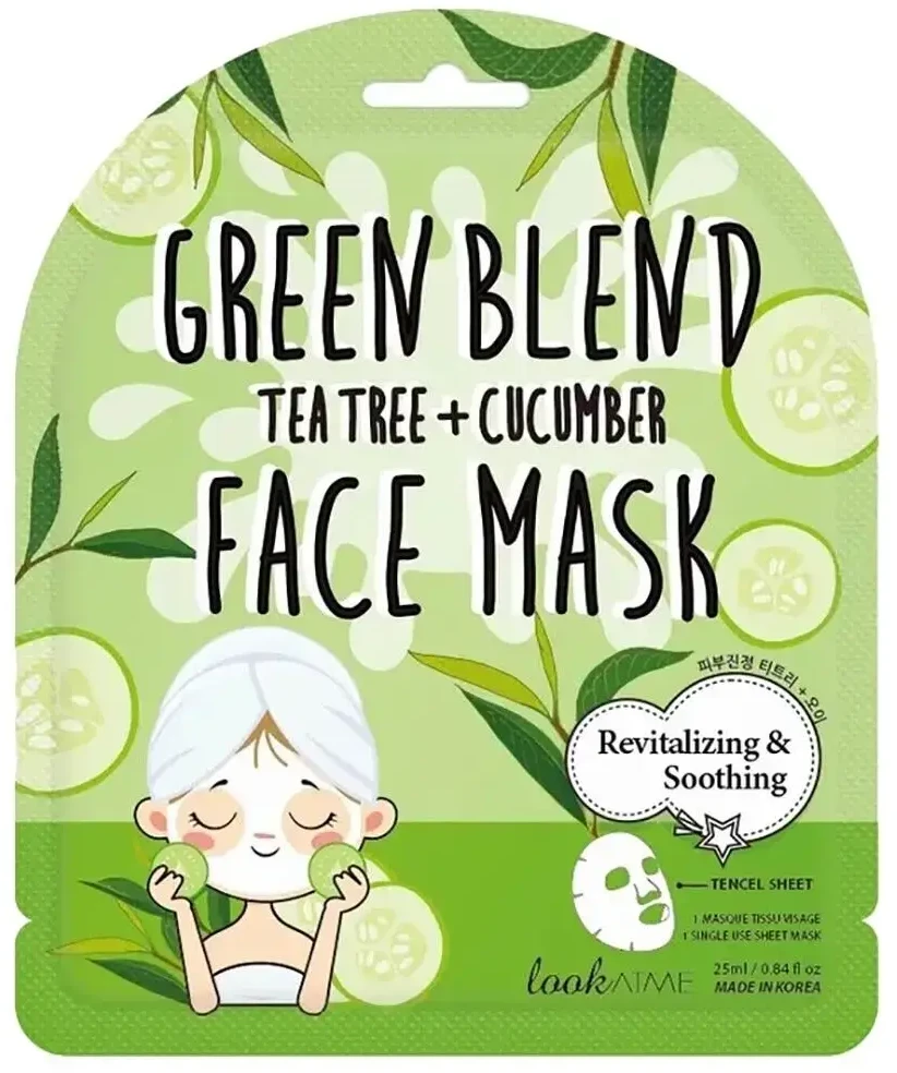 Look At Me Žalias Blend Cucumber Revitalising Sheet Mask For Face, 25 ml