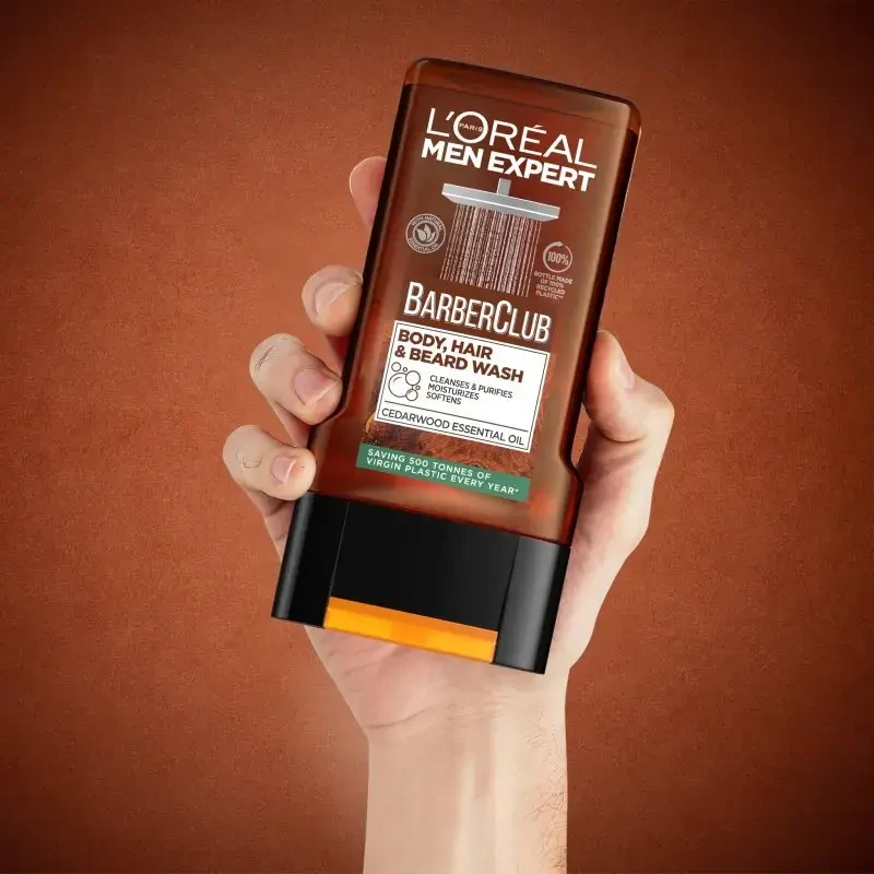 L'Oréal Paris Men Expert Barber Club Body, Hair & Beard Wash Dušo želė vyrams, 300 ml