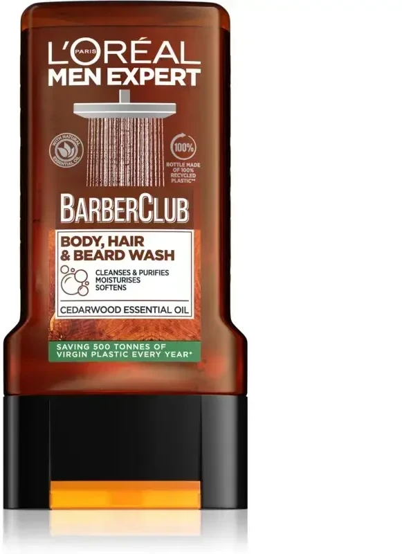 L'Oréal Paris Men Expert Barber Club Body, Hair & Beard Wash Dušo želė vyrams, 300 ml