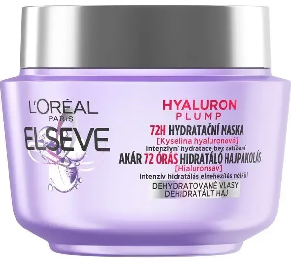 L'Oréal Paris Elseve Hyaluron Plump Moisture plaukų kaukė plaukų kaukė moterims, 300 ml