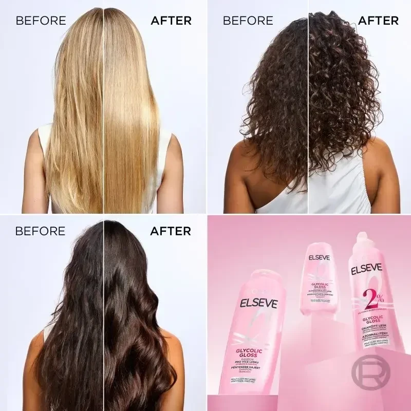 „L'Oreal“ nenuplaunamas serumas akimirksniu suteikiantis plaukų blizgesio „Elseve Glycolic Gloss“ 150 ml