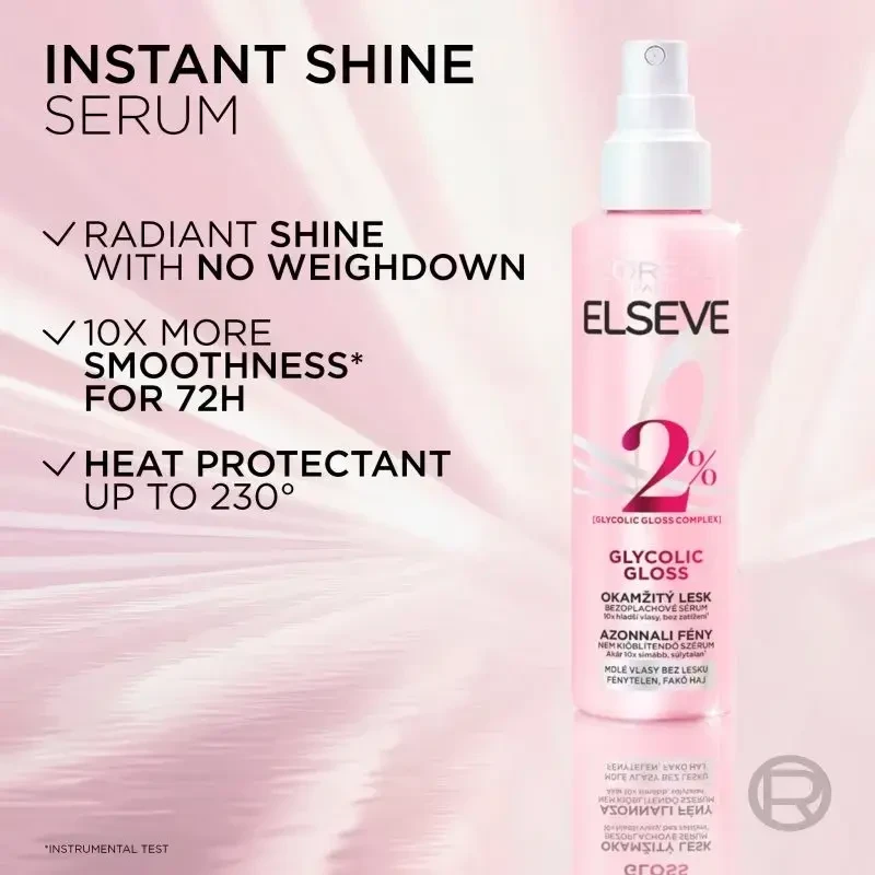 „L'Oreal“ nenuplaunamas serumas akimirksniu suteikiantis plaukų blizgesio „Elseve Glycolic Gloss“ 150 ml