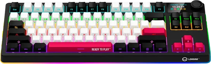 LORGAR KBP70TKLW, Wireless TKL Mechaninė klaviatūra žaidimams Pro, Juodas/red, EN išdėstymas