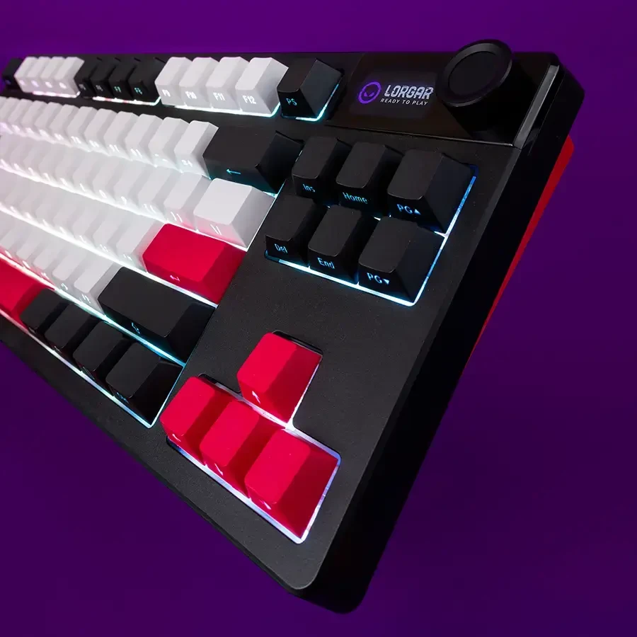 LORGAR KBP70TKLW, Wireless TKL Mechaninė klaviatūra žaidimams Pro, Juodas/red, EN išdėstymas