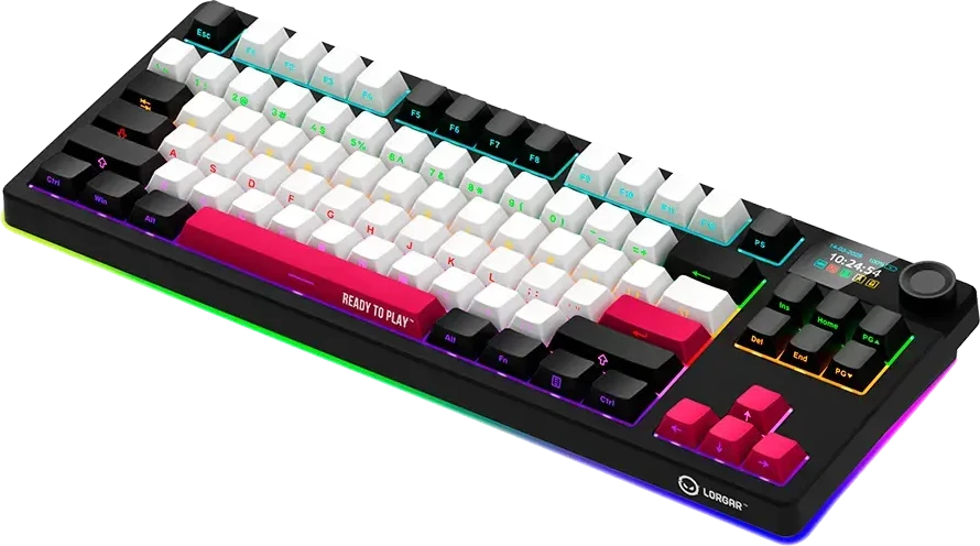 LORGAR KBP70TKLW, Wireless TKL Mechaninė klaviatūra žaidimams Pro, Juodas/red, EN išdėstymas