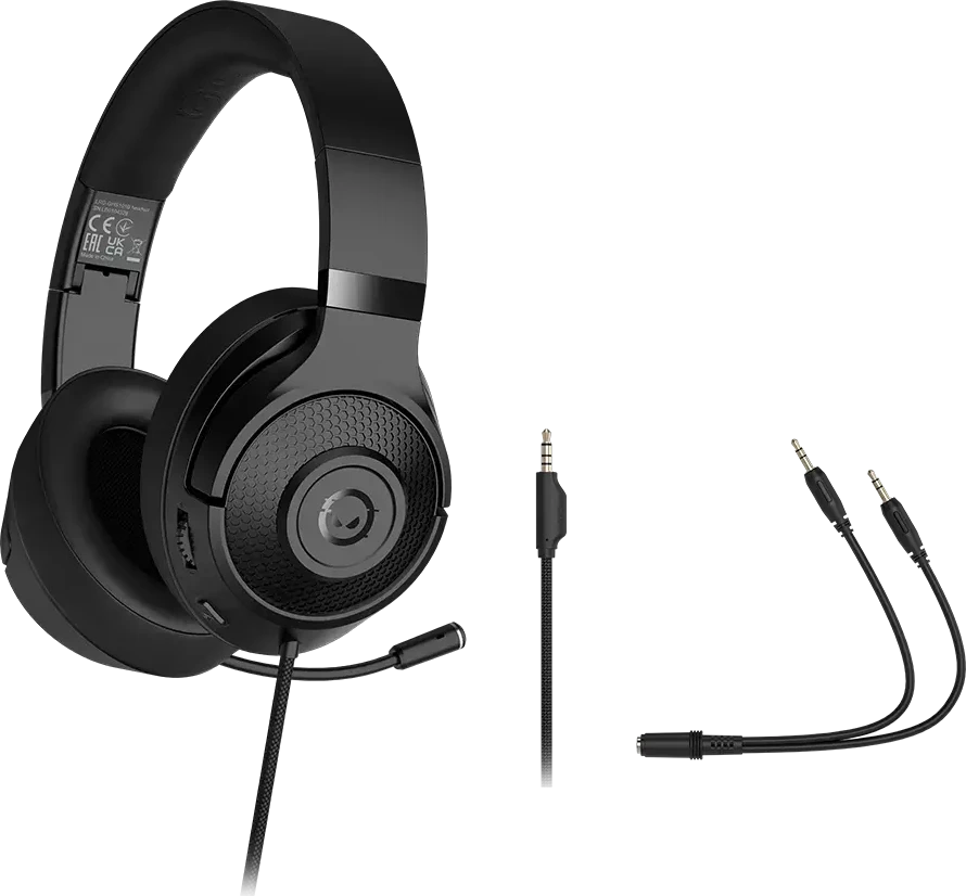 LORGAR Noah 101, Žaidimų ausinės su mikrofonu, 3.5mm jack connection, kabelio ilgis 2m, sulankstomos design, PU leather ear pads, size: 185*195*80mm, 0.245kg, juodas