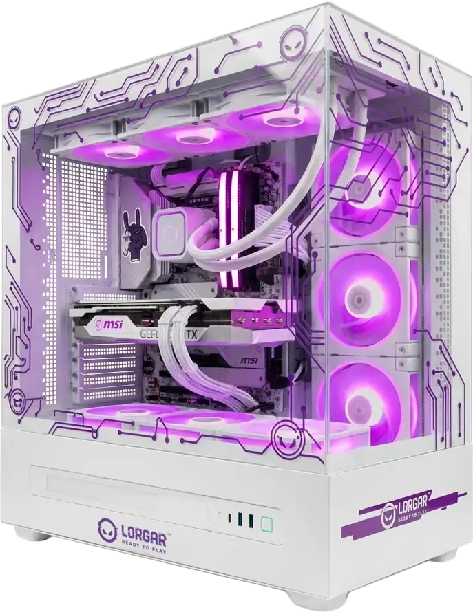 Stacionarus kompiuteris LORGAR PRO P401 - AMD 7800X3D 8C/16T, 360 AIO, NVIDIA RTX 5070Ti 16GB, 32GB@6400mhz, 2TB SSD NVME, 850W PSU, Baltas, 3Y