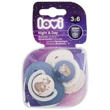 LOVI Dinaminis silikoninis čiulptukas Night&Day berniukams 0-3 mėn., 2 vnt., 22/913boy