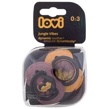 LOVI 22/903 Dinaminis silikoninis čiulptukas 6-18m 2vnt Jungle Vibes Girl
