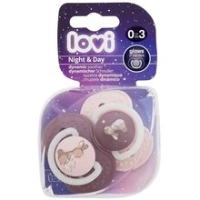 LOVI Dinaminis silikoninis čiulptukas Night&Day mergaitėms 3-6 mėn., 2 vnt., 22/914girl