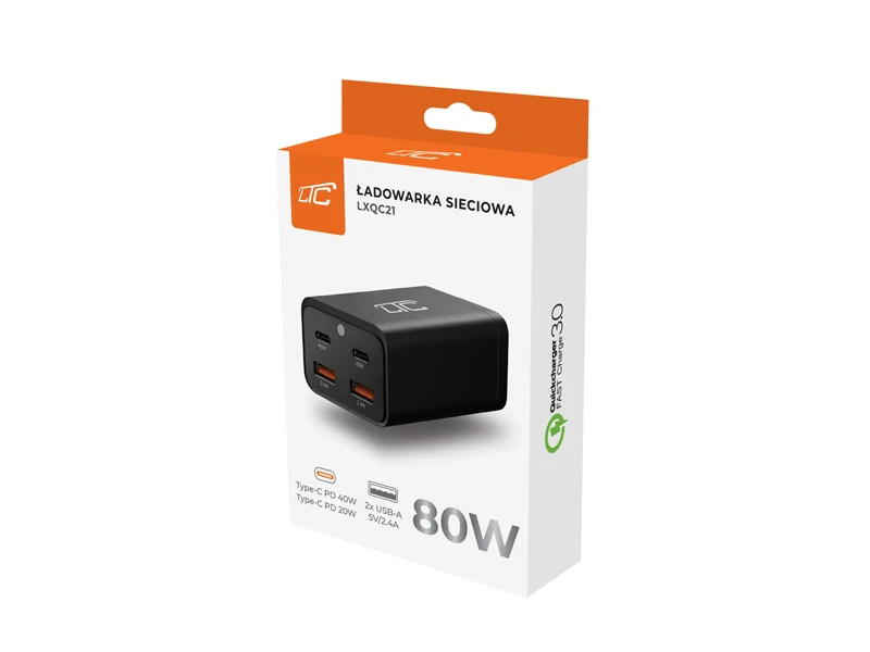 Įkroviklis LTC QC 3.0 PD20W/PD40W Sieciowa 2x USB-A 2x USB-C 2.4 A (LXQC21)