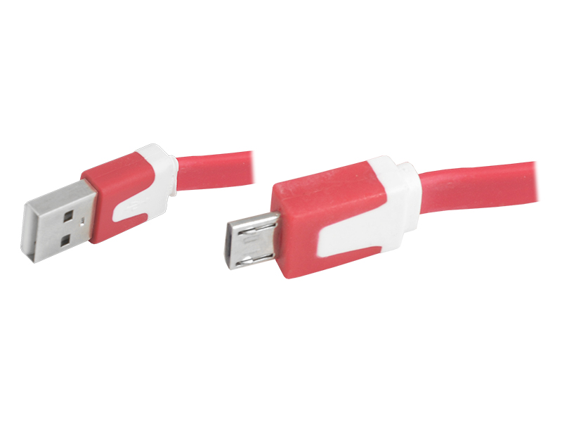 Lamex LTC PS USB mikro USB kabelis, raudonos spalvos, plokščias.