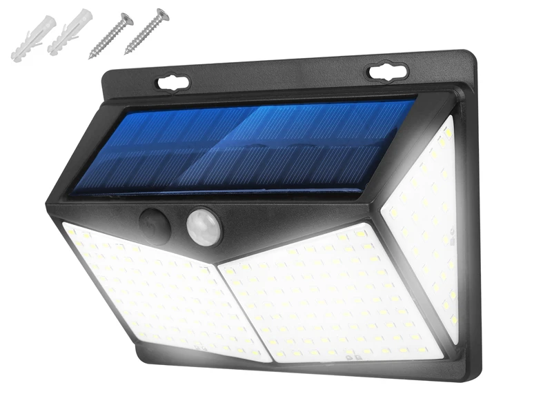 Sieninis šviestuvas LTC Telforceone Sieninė saulės lempa 208 LED SMD 600lm PIR IP65 1800mAh