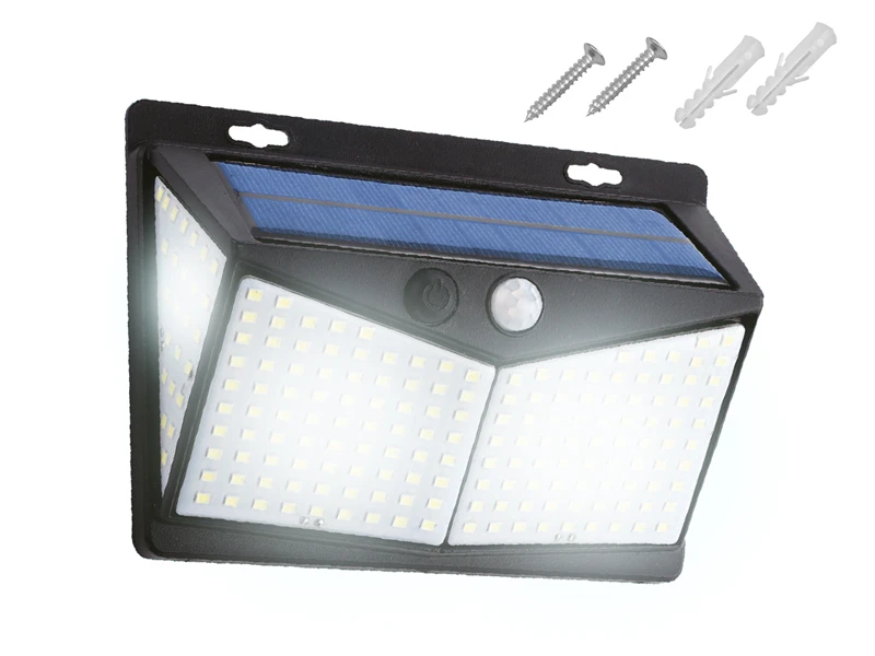 Sieninis šviestuvas LTC Telforceone Sieninė saulės lempa 208 LED SMD 600lm PIR IP65 1800mAh