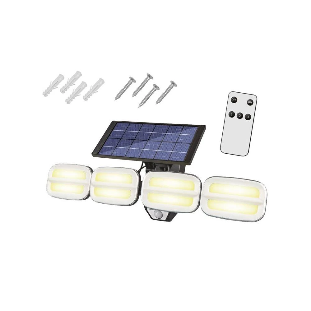 Sieninis šviestuvas Forever Telforceone Sieninė saulės lempa su reguliavimu ir nuotoliniu 8 LED COB 800lm PIR IP65 4800mAh