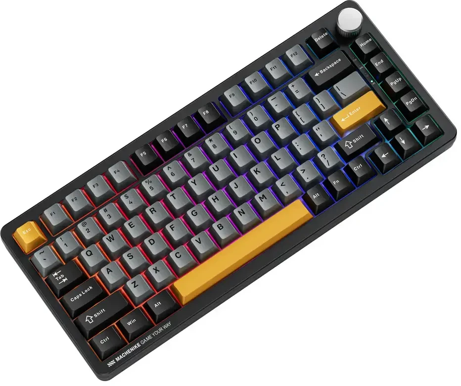 Machenike K600-B82W Belaidė mechaninė apšviesta žaidimų klaviatūra GR sidabrinis jungiklis - Juoda