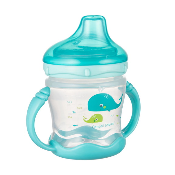 CANPOL BABIES neišsipilantis puodelis Sweet fun 180 ml, 57/300 mėlynas