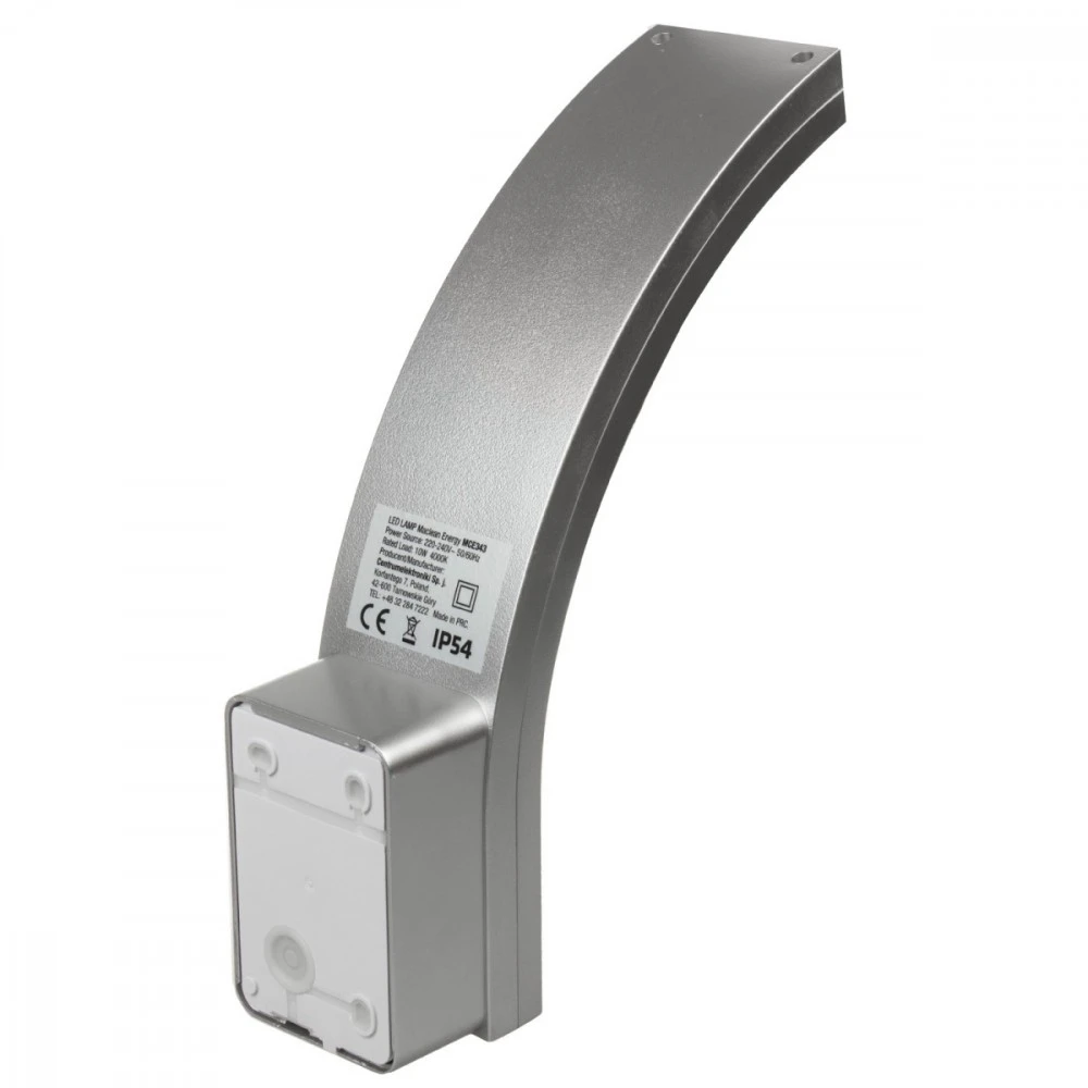 Sieninis šviestuvas Lampa „Maclean“ LED fasado šviestuvas, 800 lm, IP54, 10 W, natūrali balta (4000 K), sidabrinis, MCE343 S
