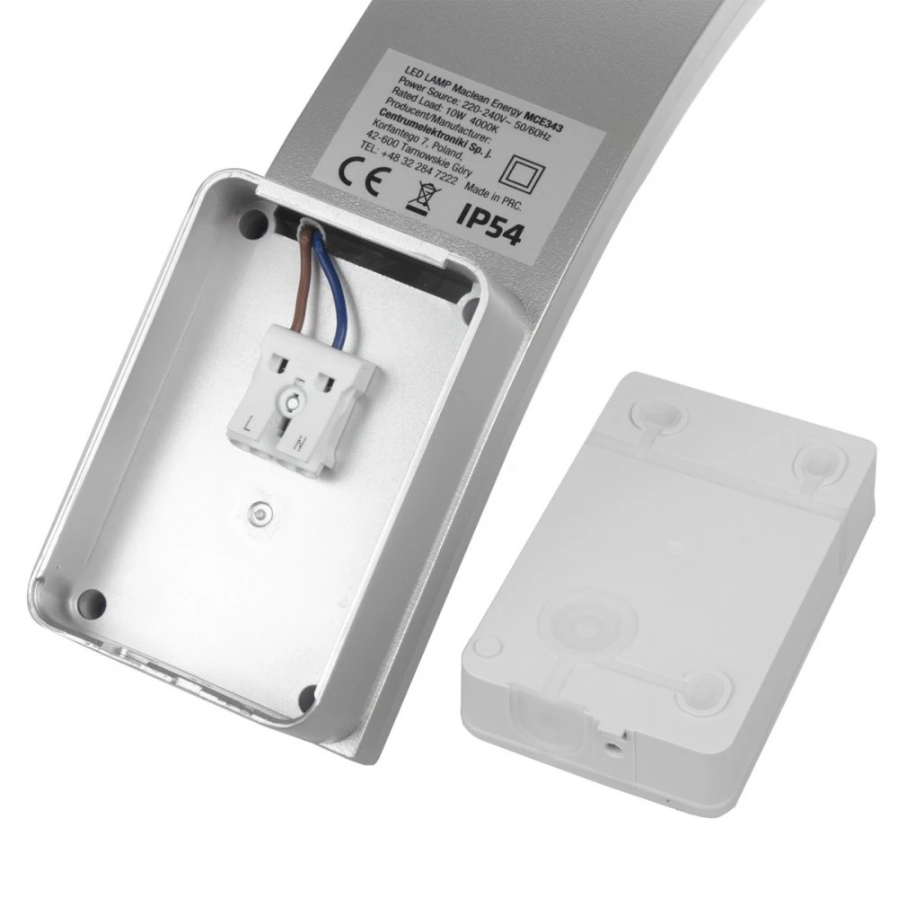 Sieninis šviestuvas Lampa „Maclean“ LED fasado šviestuvas, 800 lm, IP54, 10 W, natūrali balta (4000 K), sidabrinis, MCE343 S