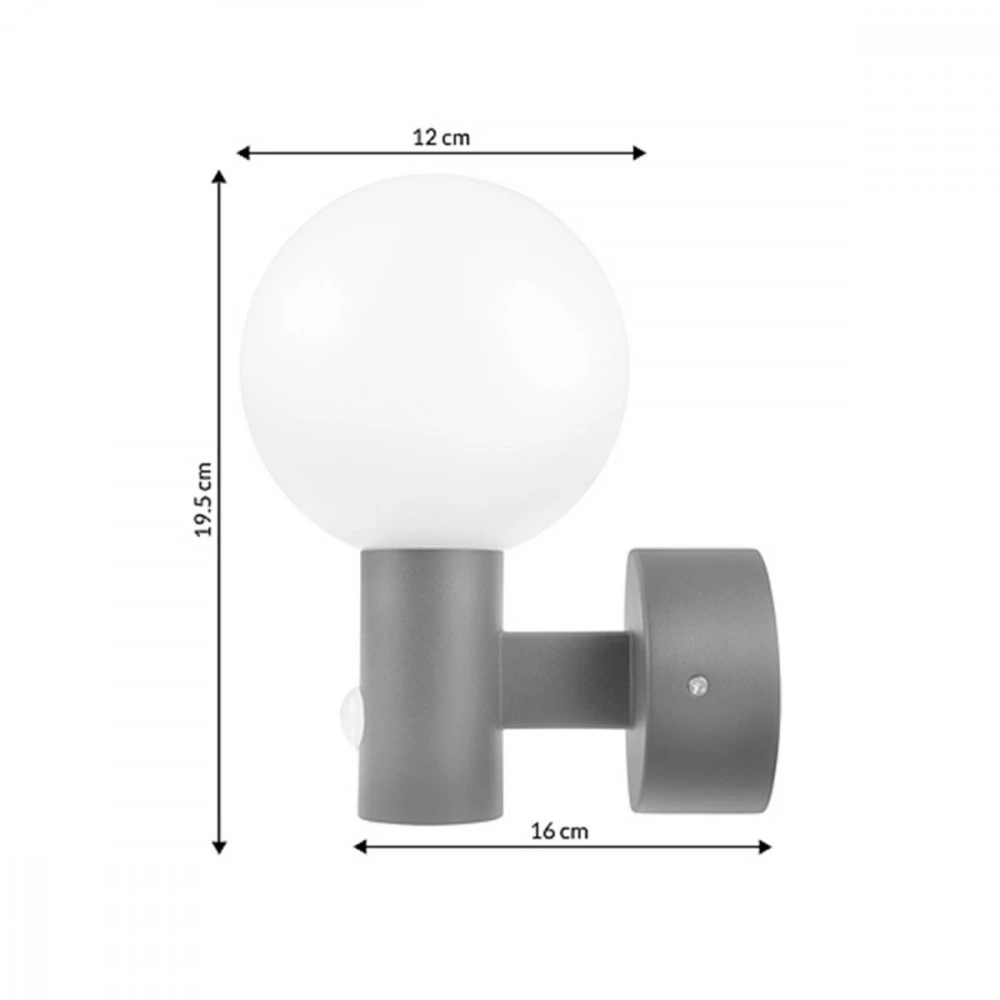 Maclean LED lempa su judesio jutikliu, PIR judesio jutiklis, pilka spalva, 15W, IP65, 1600lm, neutrali balta spalva (4000K) MCE5