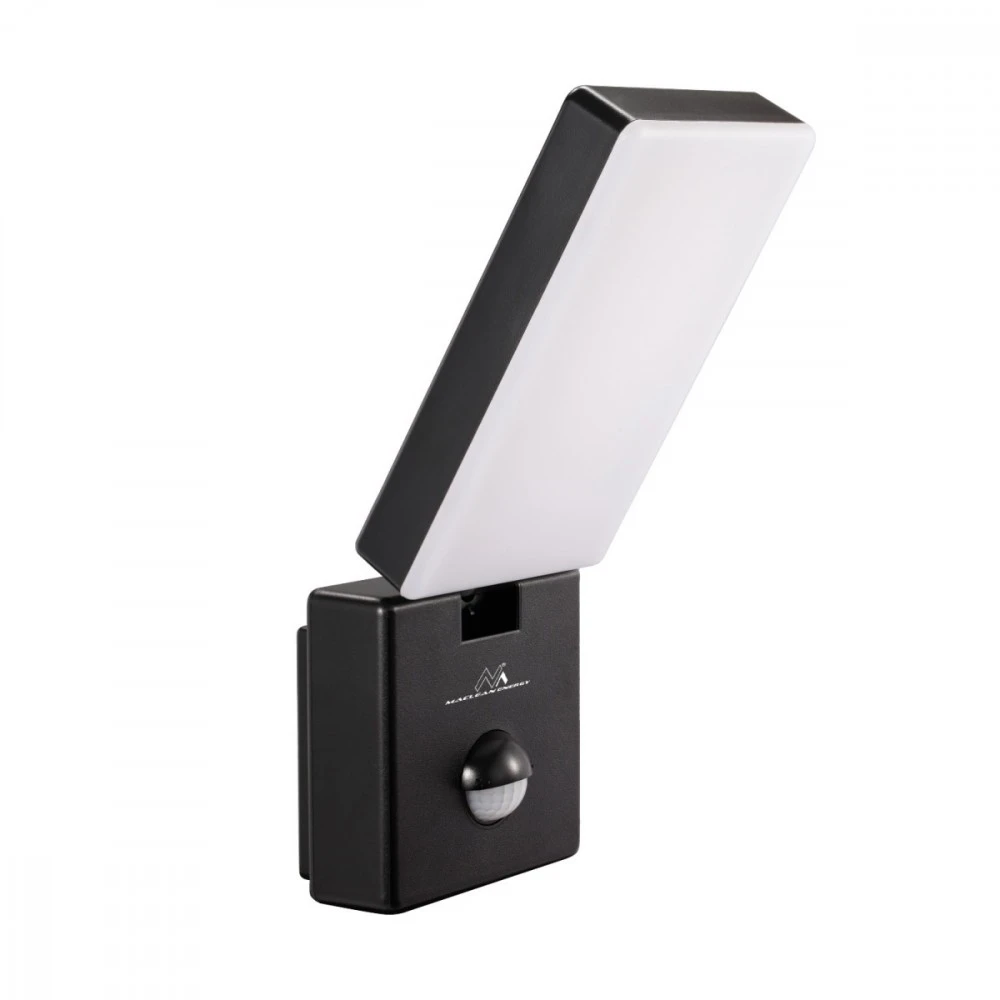 Maclean LED lempa su judesio jutikliu, PIR judesio jutiklis, juoda, 10W, IP65, 800lm, neutrali balta spalva (4000K) MCE516 B