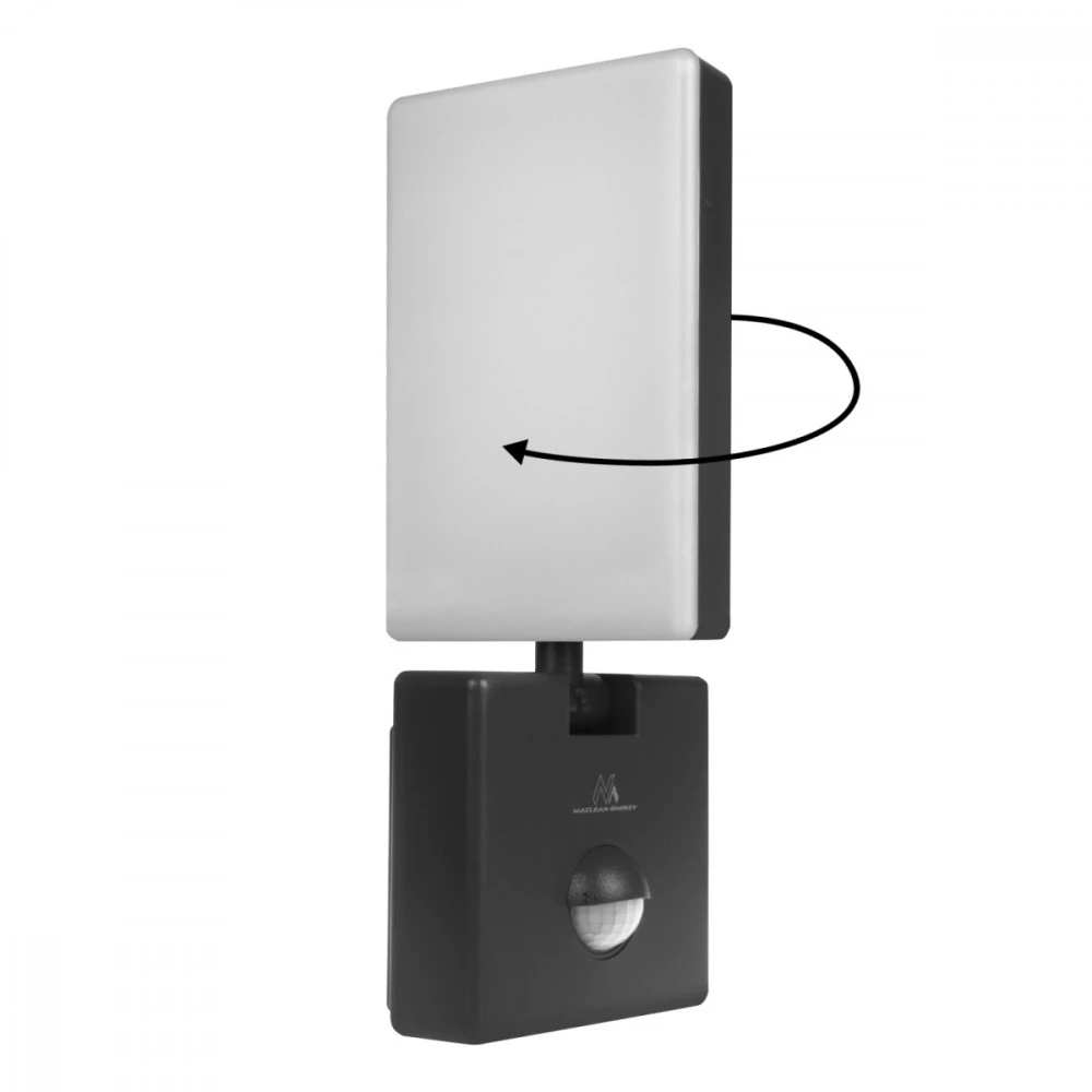 Maclean LED lempa su judesio jutikliu, PIR judesio jutiklis, juoda, 10W, IP65, 800lm, neutrali balta spalva (4000K) MCE516 B