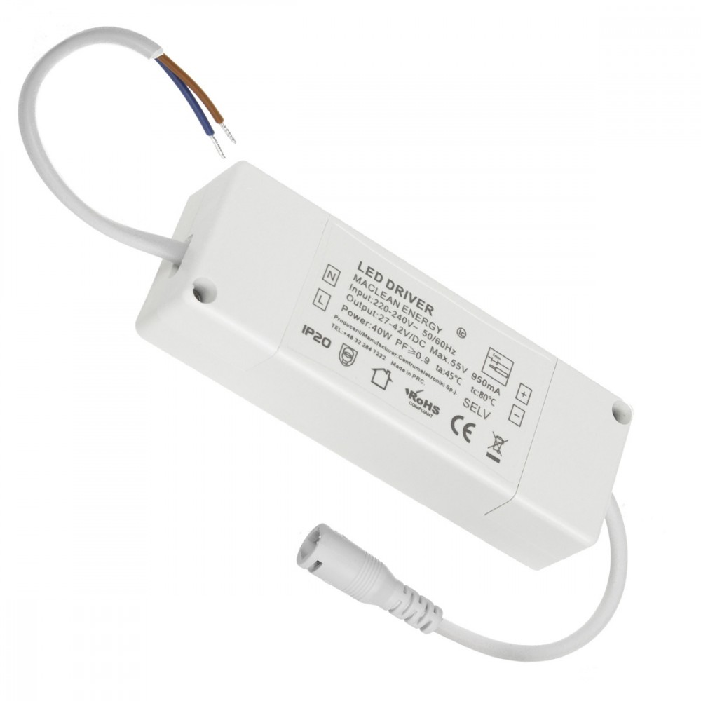 Panel LED Maclean, Sufitowy, plonas 40W, šiltai baltas (3000K), 595x595x8mm, rastrinis, funkcja FLICKER FREE, MCE540