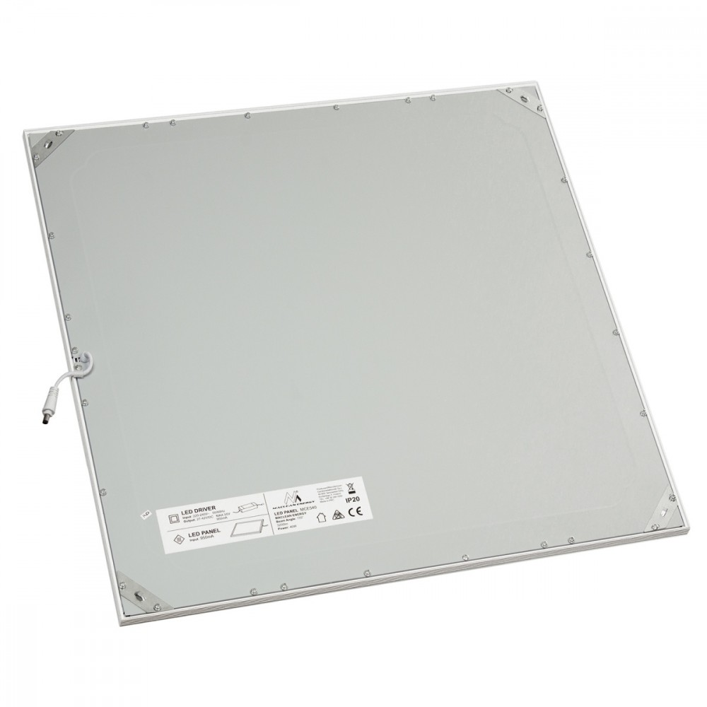 Panel LED Maclean, Sufitowy, plonas 40W, šiltai baltas (3000K), 595x595x8mm, rastrinis, funkcja FLICKER FREE, MCE540