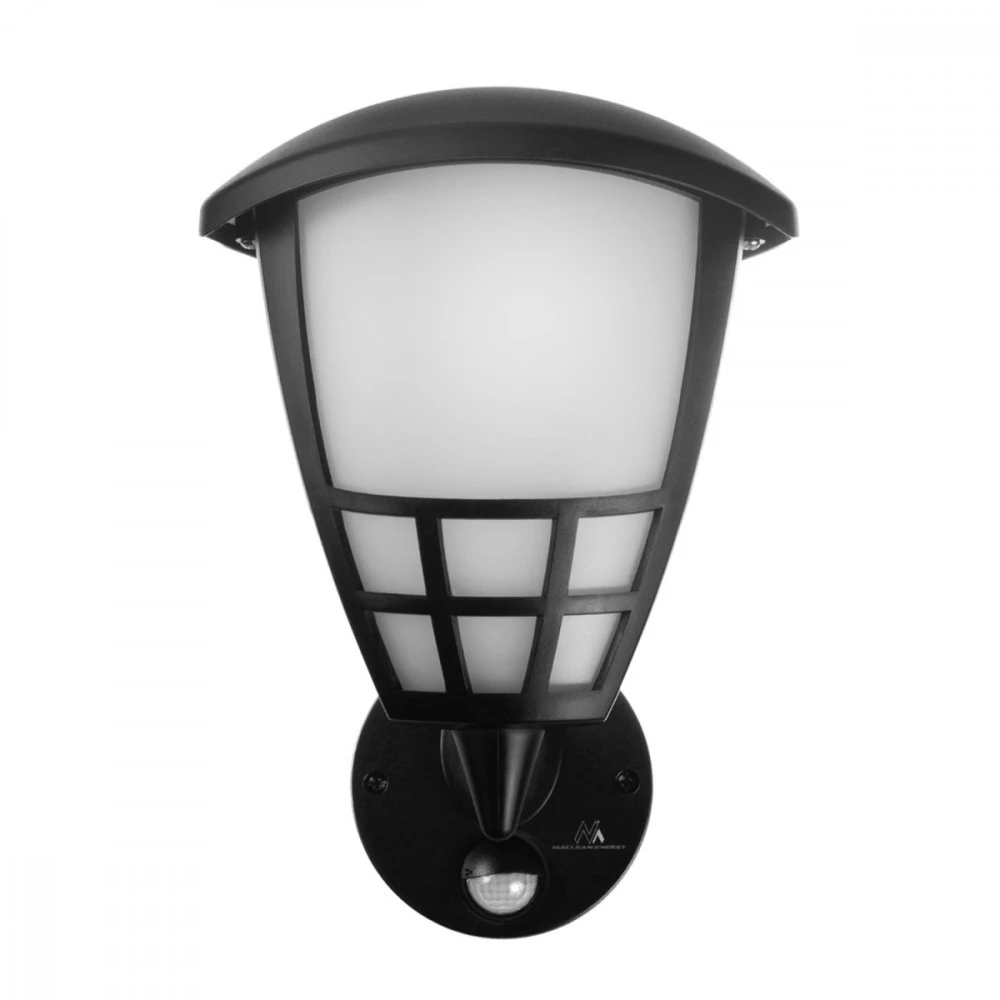 Sieninis šviestuvas 1xE27 su Maclean jutikliu, infraraudonųjų spindulių jutikliu, maks. apkrova 60W, IP65, juoda spalva, MCE518 B