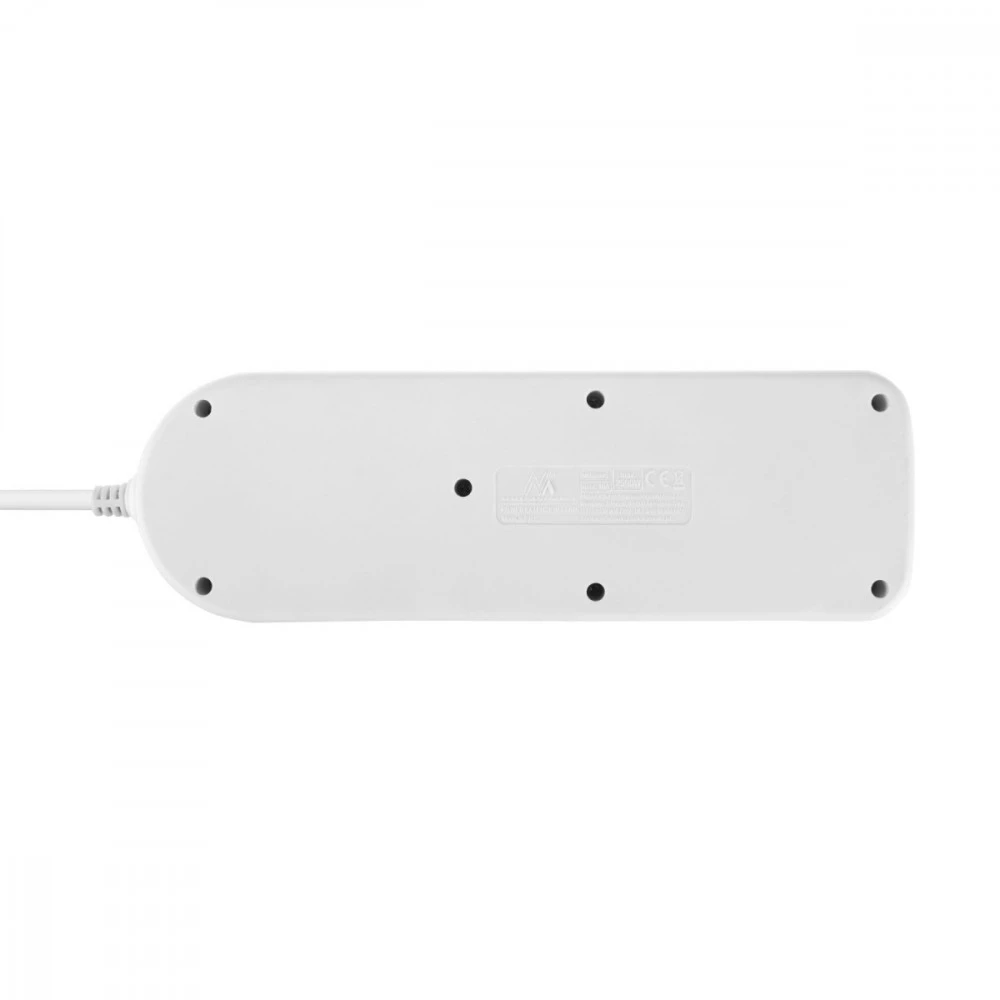 Listwa „Maclean“ maitinimo laidas, 4 lizdų + USB, su jungikliais, 250 V kintamoji srovė / 10 A, 1,5 m, baltas, MCE508 W