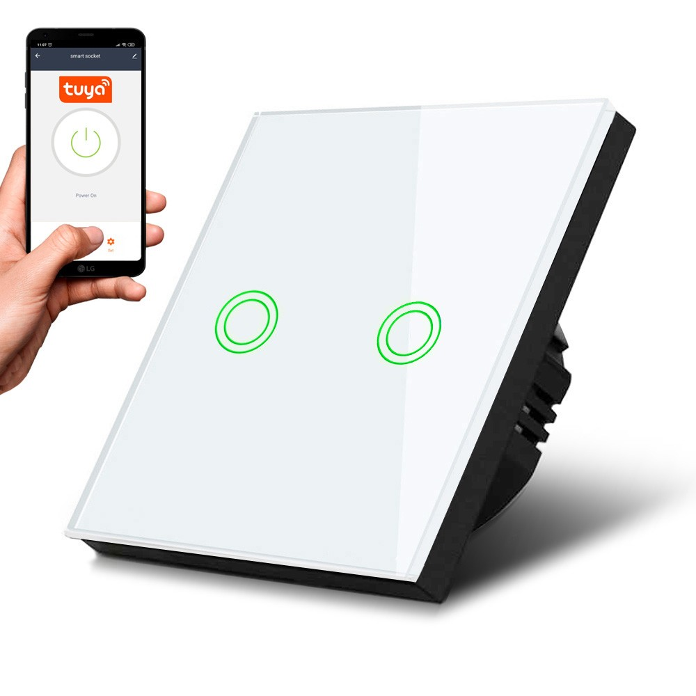 Maclean Dvigubas šviesos jungiklis Wi-Fi SMART MCE714W Baltas