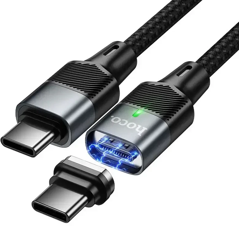 Magnetinis kabelis USB C į USB C Hoco QC3.0 PD 5A 240W 1,2 m U159 juodas
