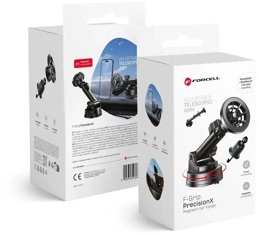 Magnetinis automobilio telefono laikiklis, suderinamas su „Magsafe Forcell F-Grip PrecisionX“ priekiniu stiklu / prietaisų skydeliu / ventiliacijos angomis (juodas)