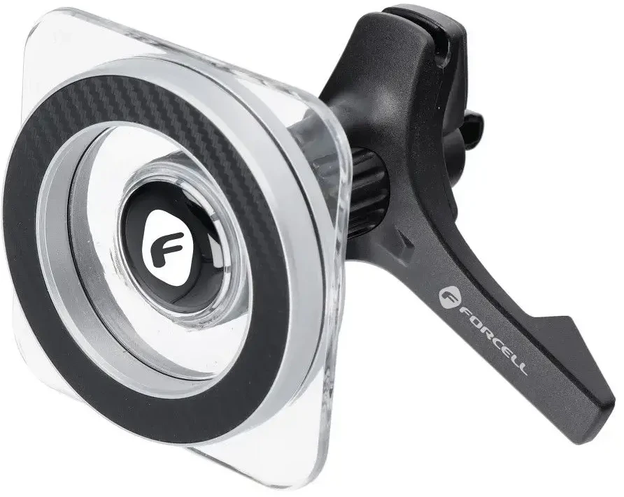 Automobilinis laikiklis Forcell F-GRIP (MagSafe) tvirtinamas ant ventiliacijos grotelių juodas