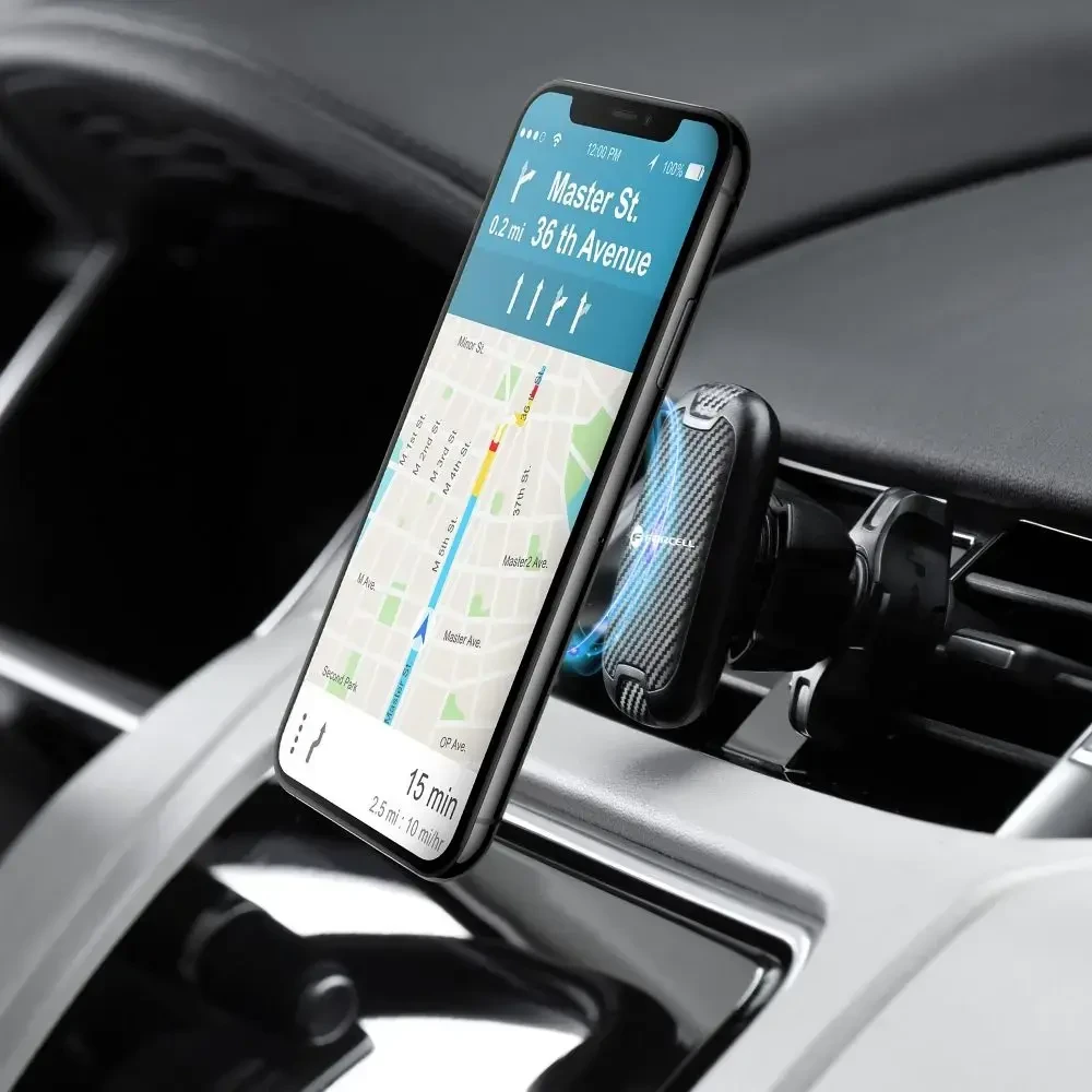 Automobilinis universalus telefono laikiklis Forcell (H-CT325) tvirtinamas ant ventiliacijos grotelių, magnetinis, juodas